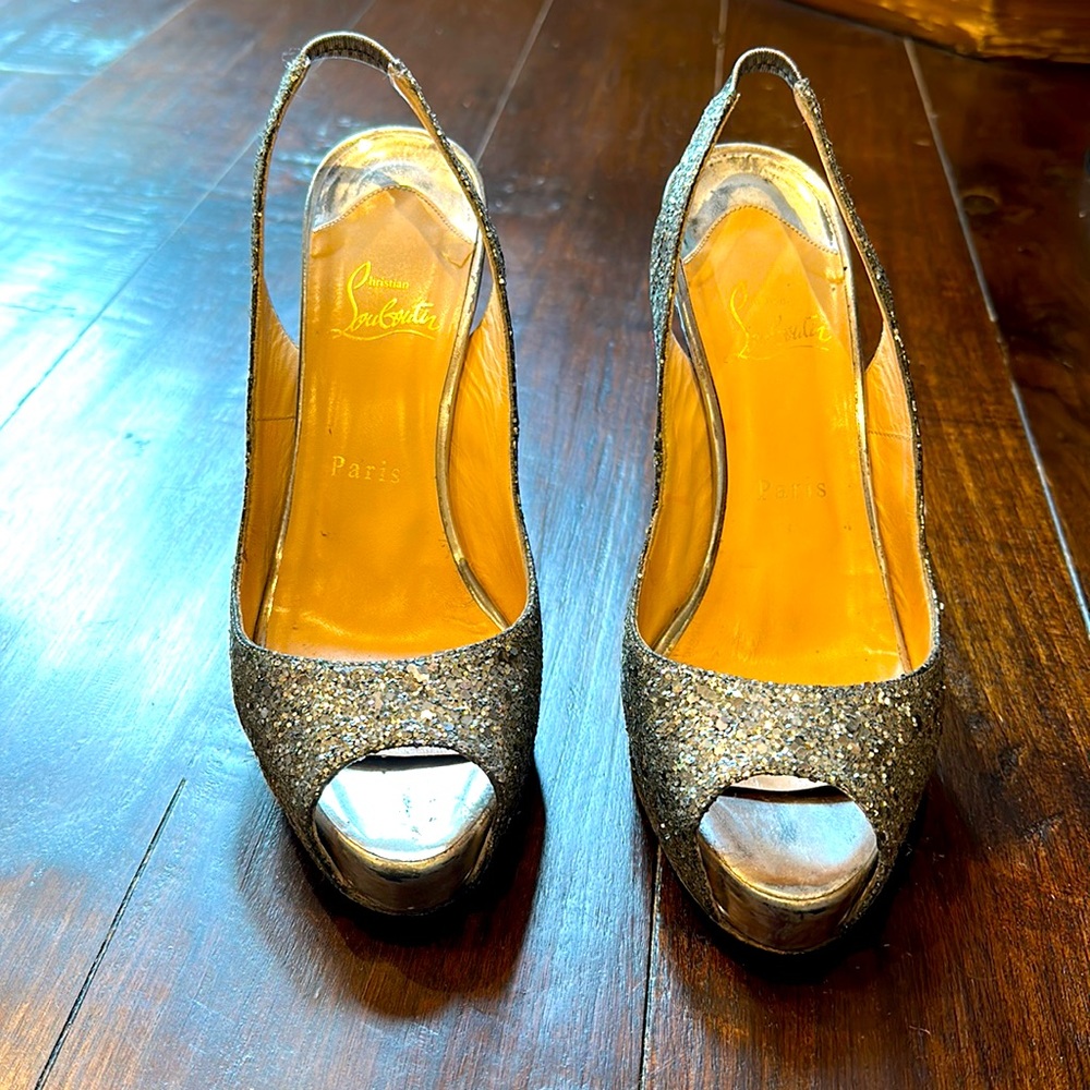 Christian Louboutin Glitter Platform sandal pump size 38